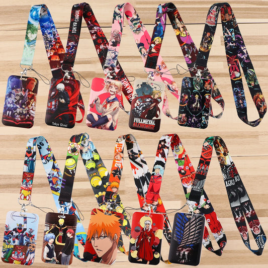 Cartoon Keychains Lanyard for Passport Card Anime Credit Cards Holder Key Pendant Straps Phone Accessories